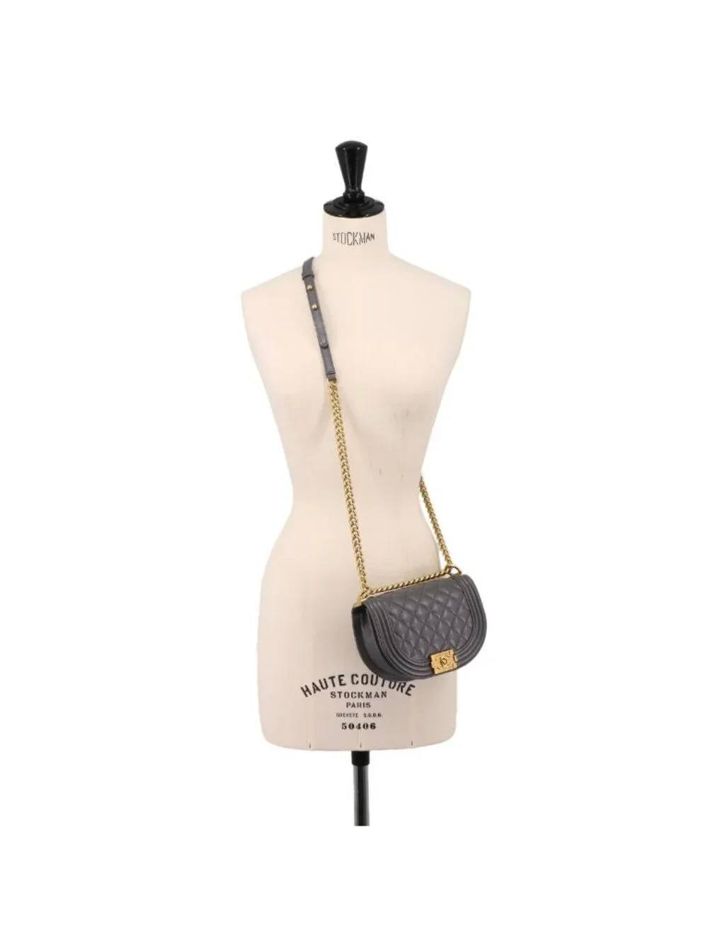 Chanel Boy Small Chain Shoulder Bag Caviar Leather Gray